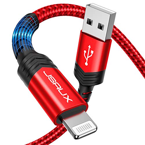 JSAUX Cable iPhone 1,8 Metros, [Certificado Apple MFi] Cable USB Lightning Carga Rápida, Cable Cargador iPhone para iPhone 11/11 Pro Max/XR/XS Max/X/8/8 Plus/7/7 Plus/6S (Rojo)