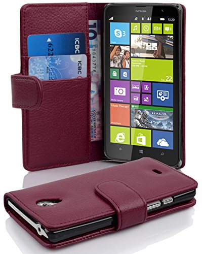 Cadorabo Funda Libro para Nokia Lumia 1320 en Burdeos Violeta - Cubierta Proteccíon de Cuero Sintético Estructurado con Tarjetero y Función de Suporte - Etui Case Cover Carcasa