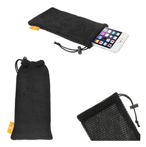 DFV mobile - Universal Nylon Mesh Pouch Bag with Chain and Loop Closure for Nokia Lumia 1520 (Nokia Beastie) - Black