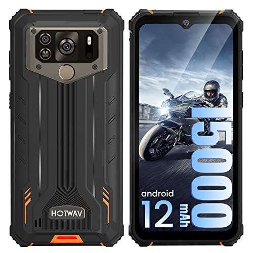 HOTWAV W10 (2022) Teléfono Móvil Libre Resistente, 15000mAh Batería Android 12 Telefono Movil Robusto, 6.53”HD + Movil Irrompible 4GB + 32GB(TF 512GB)Cámara 13MP+5MP Movil Antigolpe - Face ID/OTG/GPS