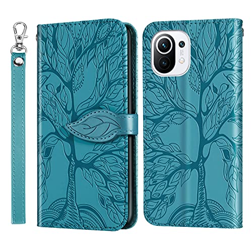 Keikail Xiaomi Mi 11 Lite 5G / 4G / 11 Lite 5G NE Funda, Funda Xiaomi Mi 11 Lite Libro con Magnético Tarjetero y Suporte Cuero Premium Fundas, Flip Folio Phone Cover Case, PU TPU Protección, Azul