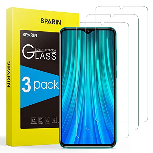 SPARIN Protector de Pantalla Compatible con Xiaomi Redmi Note 8 Pro, Cristal Templado para Redmi Note 8 Pro, Alta Definición, 3 Piezas