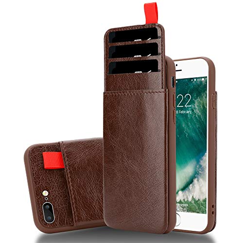 Cadorabo Funda para Apple iPhone 8 Plus / 7 Plus / 7S Plus en MARRÓN Roble – Cubierta Proteccíon Cuero Artificial y TPU Silicona con Compartimento y Ranuras para Tarjetas Extraíbles - Gel Case Cover