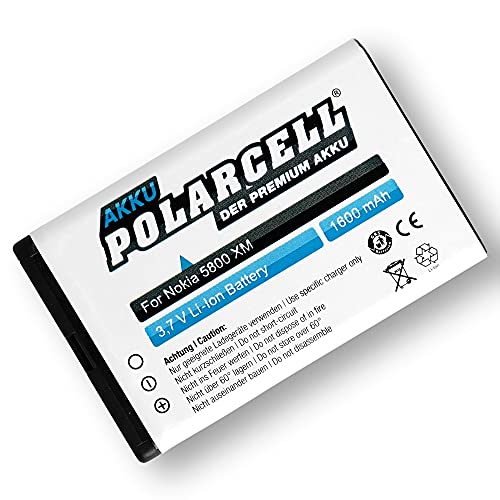 PolarCell BL-5J - Batería de Repuesto para Nokia 5800 XpressMusic (Ion de Litio, 1600 mAh, Nokia 5230, C3-00, N900, X1-00, X6-00, X6-00, ASHA 200, 201, 302, Lumia 520, Lumia 530)