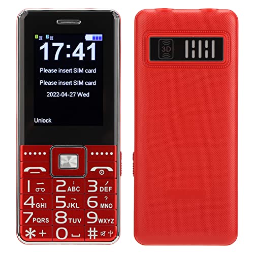 Teléfono Móvil con Botón Grande, Teléfono Móvil para Personas Mayores, Teléfono Móvil Sencillo con Teclas Grandes, Doble Tarjeta de Doble Modo de Espera 2G 6800 Mah Voz Alta para Personas(Rojo)