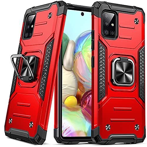 DASFOND Diseñado para Funda Galaxy A71, Funda Protectora para teléfono de Grado Militar con Soporte Mejorado [Soporte magnético] para Samsung Galaxy A71, Rojo