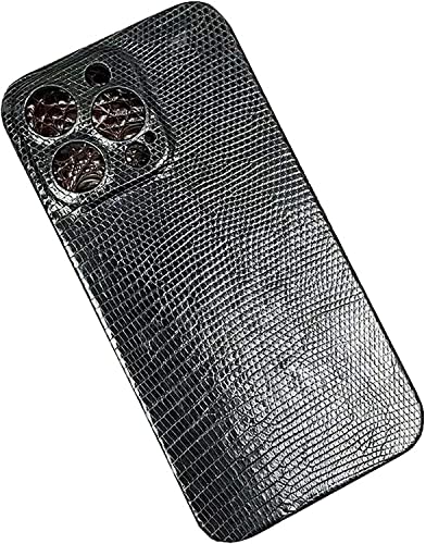 EEOMOiK Funda trasera de cuero de lagarto para teléfono celular, lujosa funda de negocios para Apple iPhone 12 de 6.1 pulgadas 2020 [protección mejorada de la cámara], negro (color: negro)