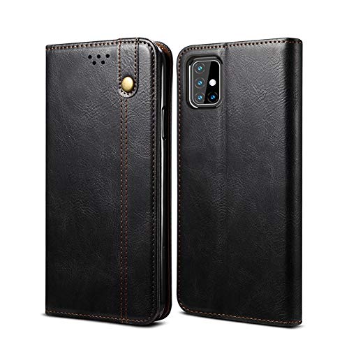 LUSHENG Compatible con Funda para Samsung Galaxy M31s, Ranuras para Tarjetas Magnéticas Marco de para Choques Suave de TPU, Diseño de Estuche de Cuero Tipo Billetera para iPhone 12/12 Pro 6.1