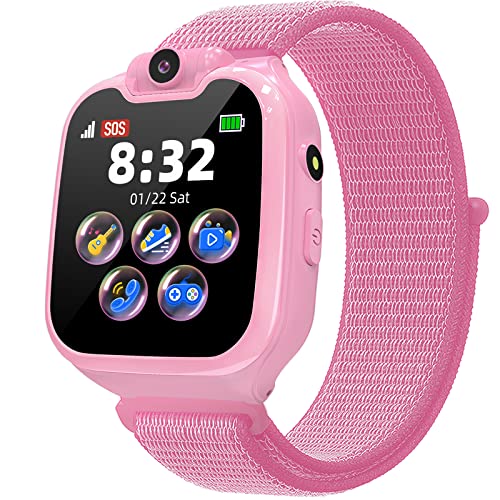 Vannico Smartwatch Niños con Podómetro Telefónica, Cámara Giratoria 16 Juegos Música Smartwatch, SOS Modo Silencioso Linterna Reloj Inteligente Niños, Regalo Ideal para Niños y Niñas de 4 a 12