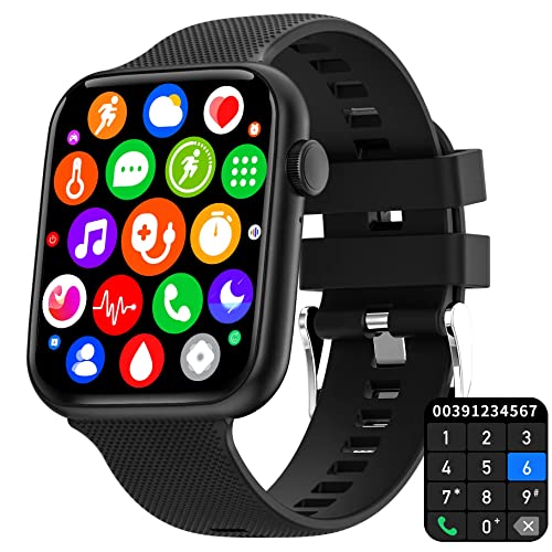 Smartwatch Reloj Inteligente 1.85'' con Llamada Bluetooth Impermeable Pulsera Actividad Monitor de Sueño Podómetro Asistente de Voz, interfaces Personalizados Reloj Deportivo Hombre Mujer Android iOS