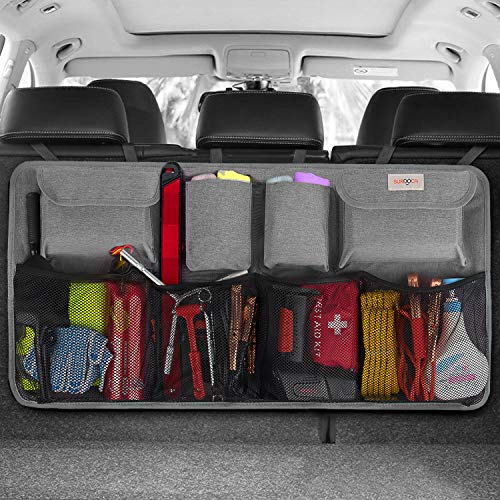 SURDOCA Organizador para Maletero de Coche 4 Gen[8 Veces Mejorada] Organizador para Colgar en el Asiento Trasero del Coche, Experto en Ahorro de Espacio,Tela Final, Nueva Tela de Alta Gama,Gris