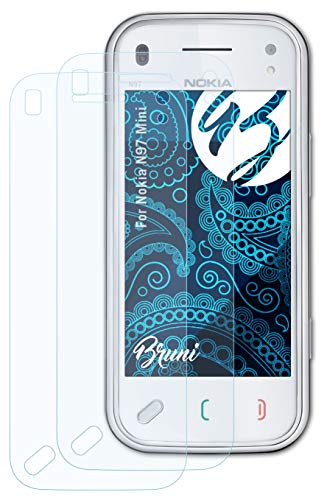 Bruni Película Protectora Compatible con Nokia N97 Mini Protector Película, Claro Lámina Protectora (2X)