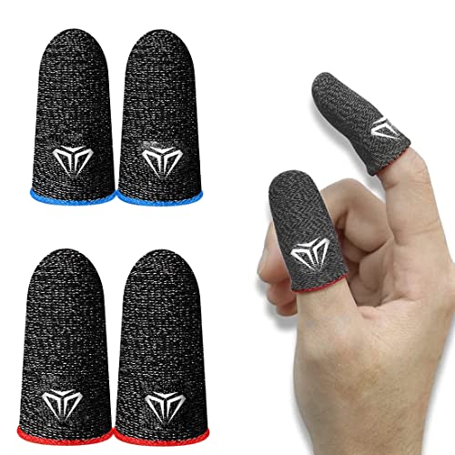 LONSVTTU 2 par de guantes de dedos a prueba de sudor, Funda elástica para pantalla táctil,controlador de juego para pulgares y dedos para PUBG teléfono móvil,sin costuras, transpirable, antisudor