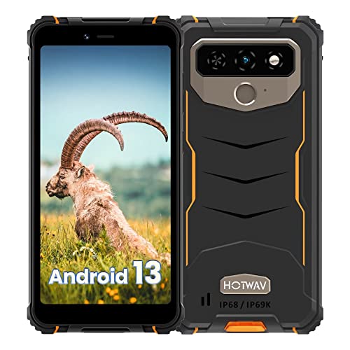 HOTWAV T5 MAX (2023) Android 13 Movil Resistente, 6050mAh 4GB+64G(TF 1TB) Teléfono Movil Libres, 6.0”HD+ Cámara 13MP+5MP Smartphone, Dual 4G SIM Teléfono Móvil Irrompible - Face ID/NFC/IP68&IP69K/GPS