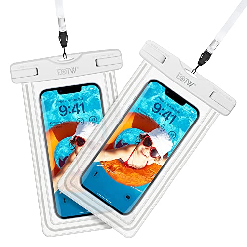 EOTW Funda impermeable IPX8 para teléfono móvil, compatible con iPhone, Samsung, Huawei, Nexus, HTC y más, Super funda para la playa y deportes acuáticos (2 blancos)