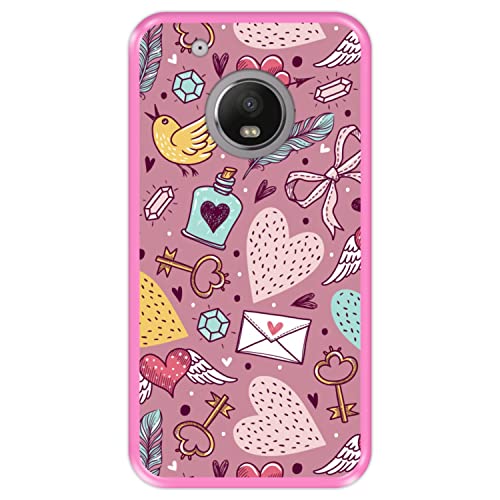 Hapdey Funda para Motorola Moto G5 Plus, Amor, Dibujo 4, Carcasa Silicona Rosa Flexible TPU