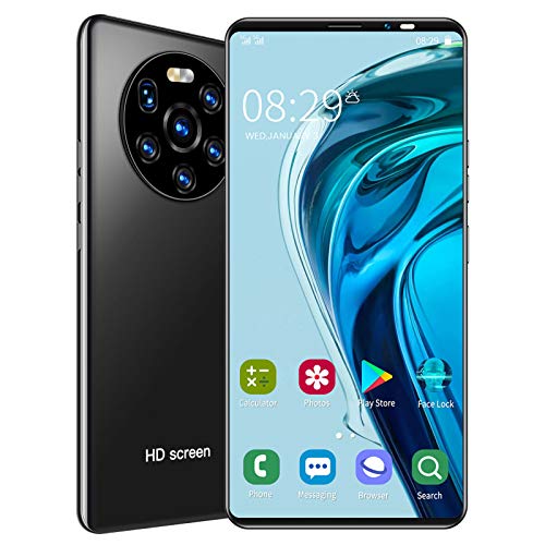 Desbloqueado Teléfono Inteligente, 5.45in 1+8GB 128GB Almacenamiento Expandible Pantalla HD Teléfono Tarjeta Dual Doble Modo espera Teléfono Celular Android Reconocimiento Facial Teléfono Móvil(Negro)