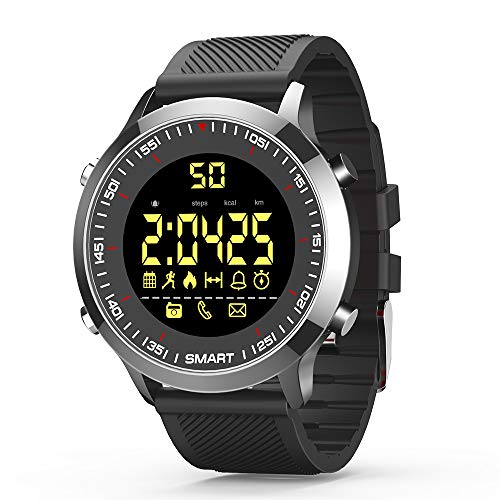 Smartwatch pulsera actividad Bluetooth Fitness Trackers reloj inteligente con cronómetro podómetro para hombre mujer teléfonos Android compatibles con iOS (negro)