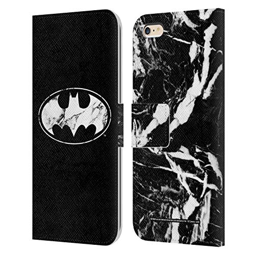 Head Case Designs Licenciado Oficialmente Batman DC Comics Mármol Logotipos Carcasa de Cuero Tipo Libro Compatible con Apple iPhone 6 Plus/iPhone 6s Plus