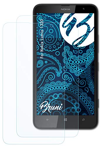 Bruni Película Protectora Compatible con Nokia Lumia 1320 Protector Película, Claro Lámina Protectora (2X)