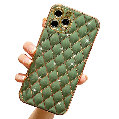 Lafunda Funda para teléfono móvil compatible con iPhone 12 Pro Max, carcasa para mujeres y niñas, dorada, carcasa de TPU ultraduana, bonita carcasa de silicona para iPhone 12 Pro Max, verde