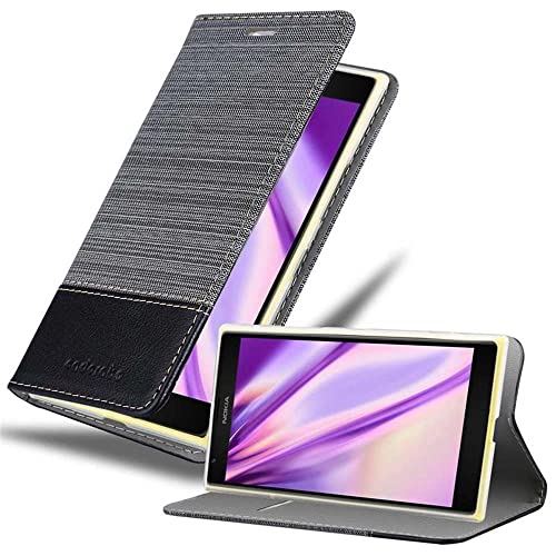 Cadorabo Funda Libro para Nokia Lumia 1520 en Gris Negro - Cubierta Proteccíon con Cierre Magnético, Tarjetero y Función de Suporte - Etui Case Cover Carcasa