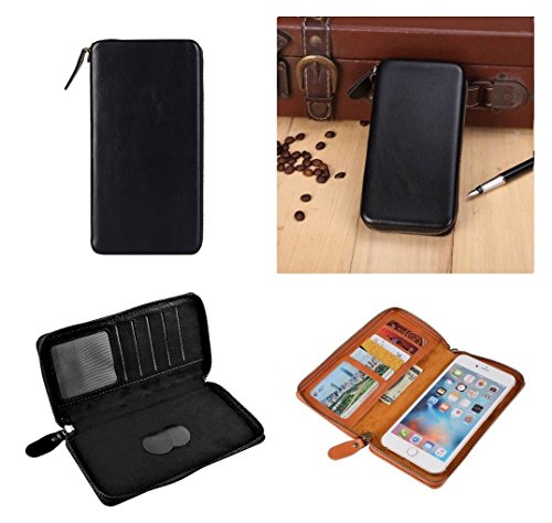 DFV mobile - Executive Wallet Case with Magnetic Fixation and Zipper Closure for LG Optimus L5 II Dual E455 - Black