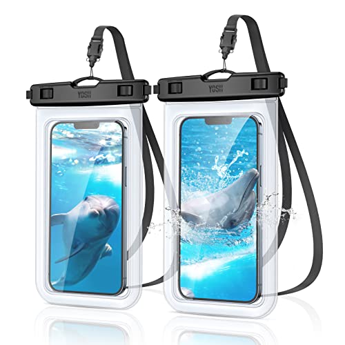 YOSH Funda Impermeable Móvil IPX8 Universal [2 Unidades] - Bolsa Acuatica Móvil Funda Agua Estanca para iPhone 14 13 12 11 Pro MAX XS XR X 8 7 Samsung S22 S21 A54 Xiaomi 13 Redmi 9 OPPO hasta 6,8''