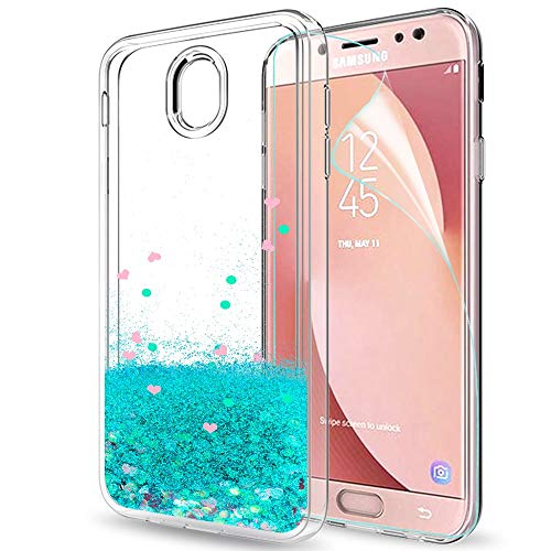 Gypsophilaa Funda Samsung Galaxy J7 2017 3D Glitter Liquido Brillante Silicona Purpurina Carcasa,Transparente Cristal Bumper Telefono Gel TPU Fundas Case Cover para Movil Galaxy J7 2017