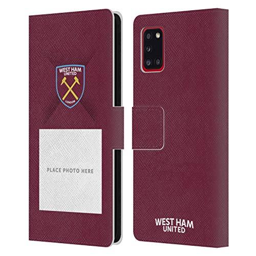 Head Case Designs Officially Licensed Custom Customised Personalised West Ham United FC Escudo 1 Clarete Carcasa de Cuero Tipo Libro Compatible con Samsung Galaxy A31 (2020)