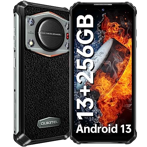 OUKITEL WP22 Moviles Resistentes, 125dB Altavoz Telefono Irrompible, 13GB + 256GB, 10000mAh Batería, 6.58