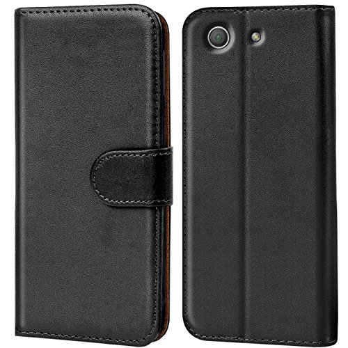 Verco Funda para Sony Xperia Z3 Compact, Telefono Movil Case Compatible con Sony Xperia Z3 Compact Libro Protectora Carcasa, Negro