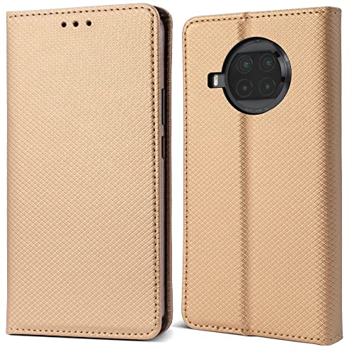 Moozy Funda para Xiaomi Mi 10T Lite 5G, Oro - Flip Cover Smart Magnética con Soporte y Cartera para Tarjetas