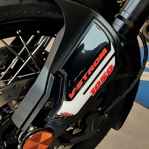 Resin Bike Adhesivos de Moto Compatibles con Suzuki V-Strom 1050 XT 2020 Blanco-Anaranjado. Protección Defensas Laterales Guardabarros de Moto de Choques y Arañazos. Par de Adhesivos 3D Resinados