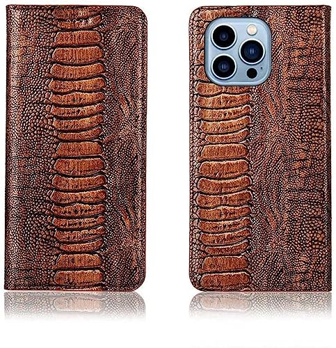 EIDKGD Funda para teléfono con tapa de textura de avestruz, para Apple iPhone 13 Pro (2021) Funda magnética de cuero de 6.1 pulgadas [Tarjetero] (color : marrón)